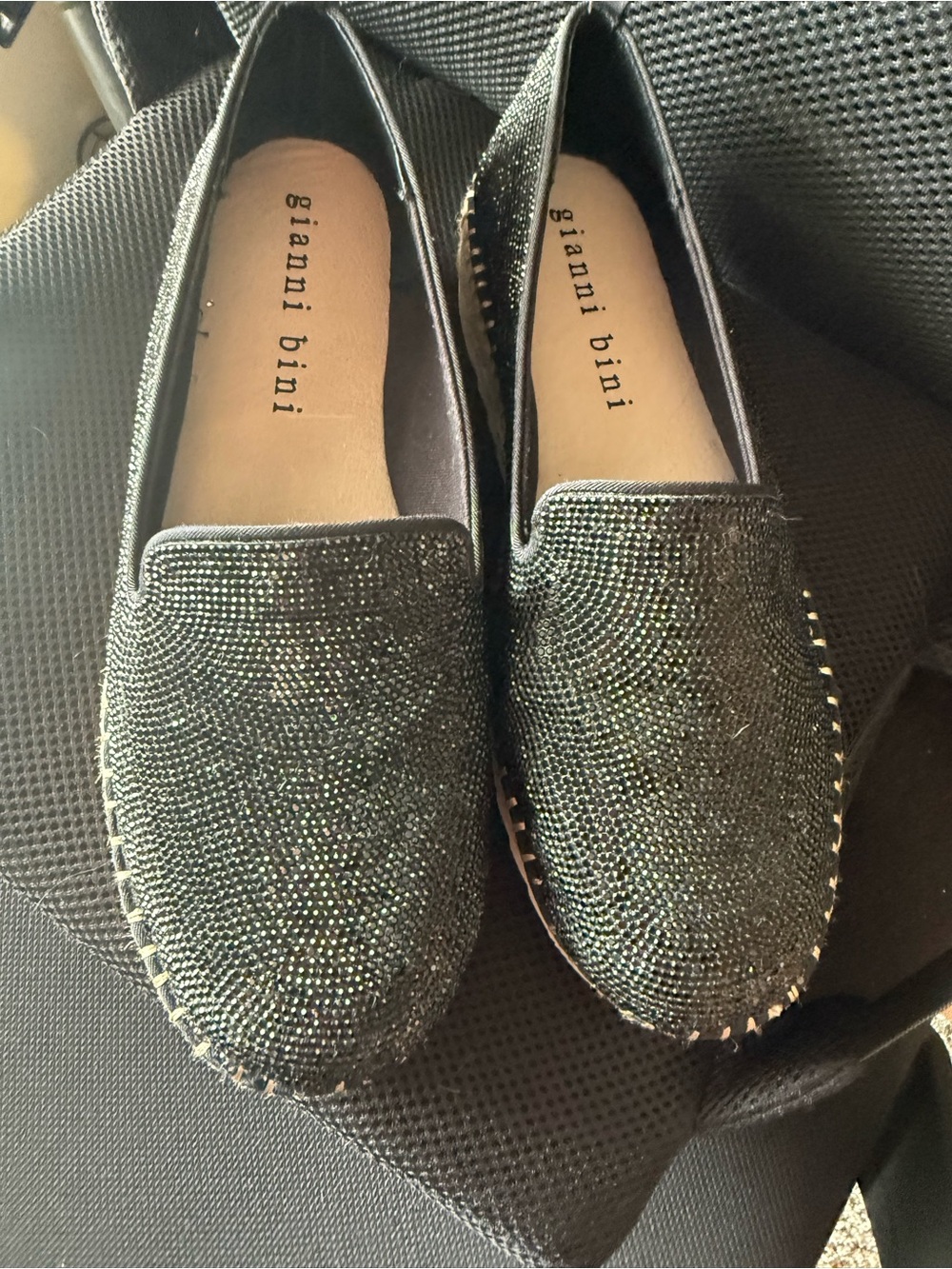 Gianni Bini Black Rhinestone slip ons 9.5 - Picture 2 of 6